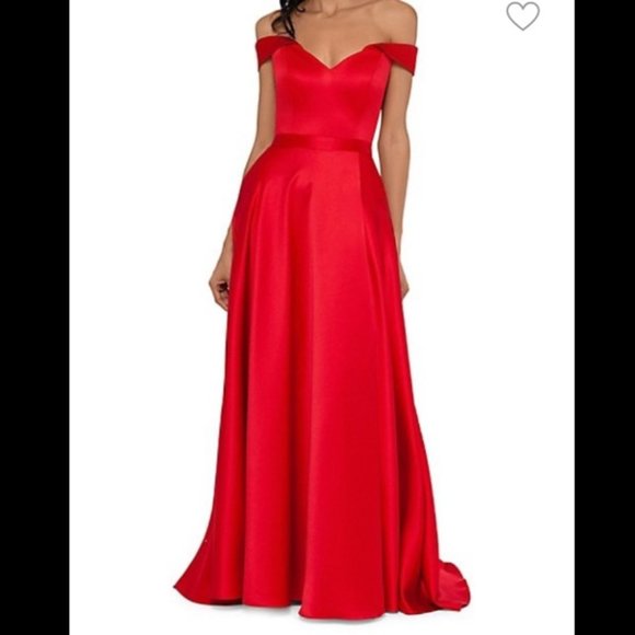 Xscape Dresses & Skirts - Xscape Off-The-Shoulder Red Gown